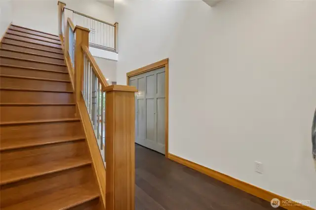 Main level stairway to additional 2 bedrooms, bonus room that can be used as 5th bedroom and full bath