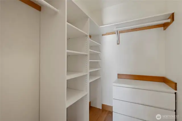 Both bedrooms upstairs have spacious walk in closets