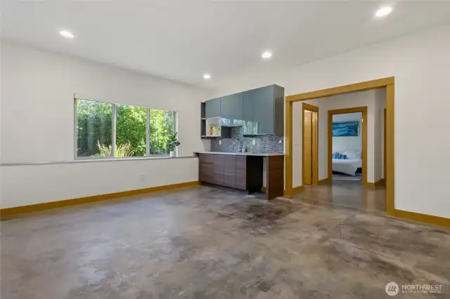 Lower level potential ADU with a kitchenette, 3/4 bath and roomy bedroom