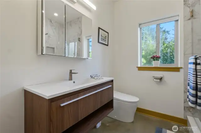 Freshly renovated lower level 3/4 bath