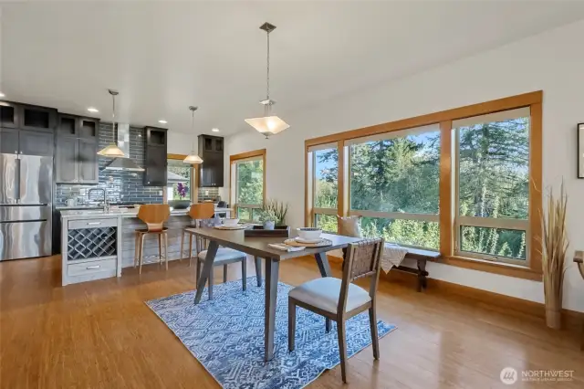 Main level open concept dining and kitchen views
