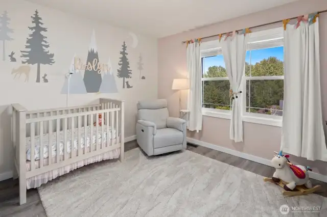 Upstairs bedroom on primary wing with private and separate full bathroom!
