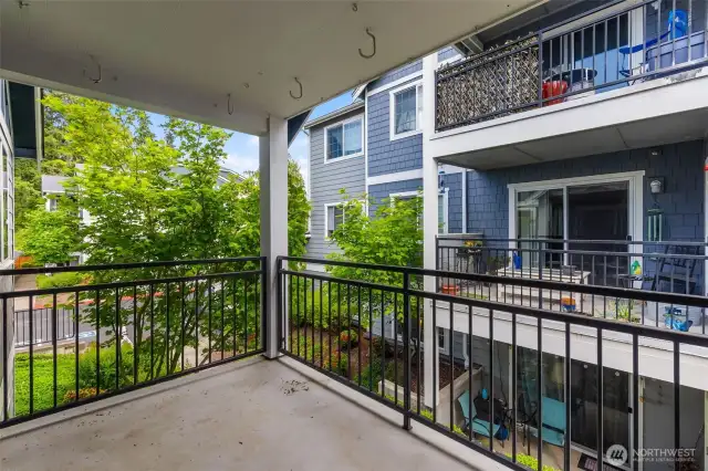 The covered Balcony is the perfect place to BBQ, grow an herb garden or just relax outside, year round.