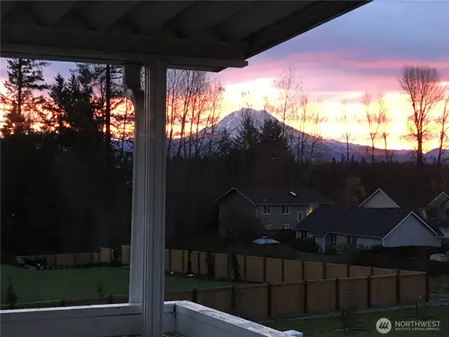 Sunset over Mt. Rainier from your Deck
