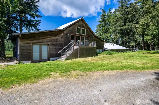 Front of the barn and entrance to event space