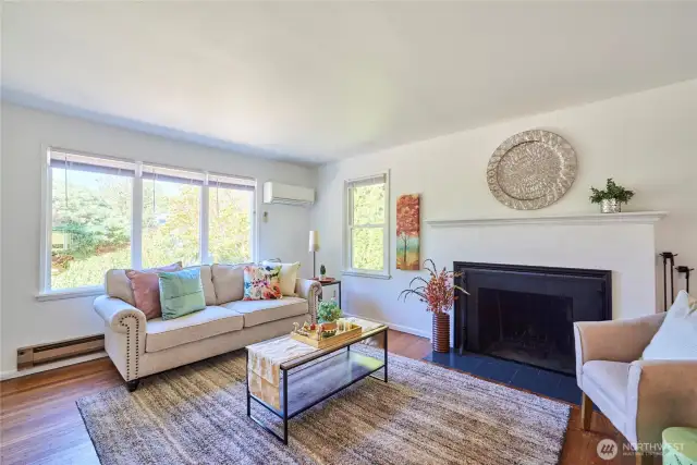 Natural light fills the living room.