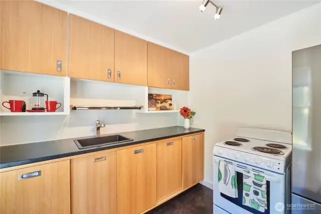 Effecient kitchen space with built-ins.