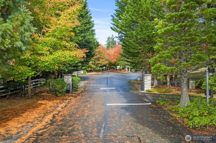 Gated neighborhood entrance.