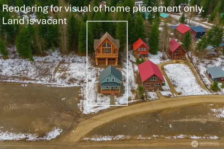 Rendering for visualizing the house placement