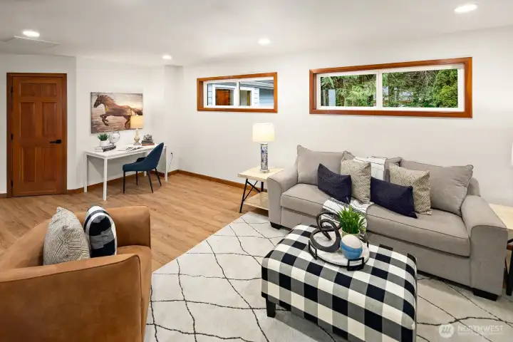 Another view of the bonus room  -  the French doors that enclose this room are just out of view to the left.