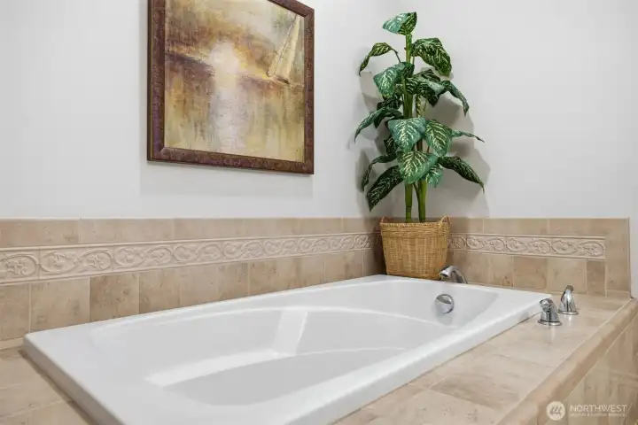soaker tub in the primary bathroom