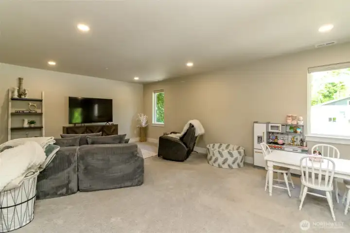 Upstairs bonus room with custom blackout shades Upstairs bonus room with custom blackout shades