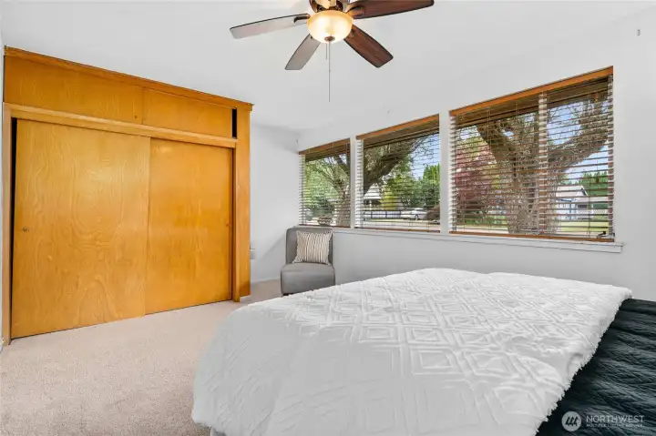 Primary Bedroom with Closet & Built-ins above