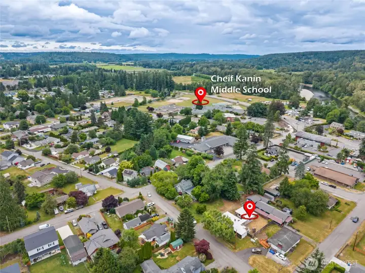 Aerial with proximity to schools