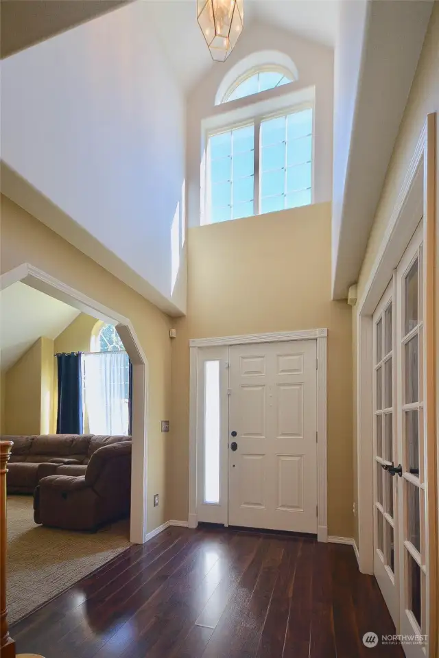 Dramatic ceilings and entry welcome you in
