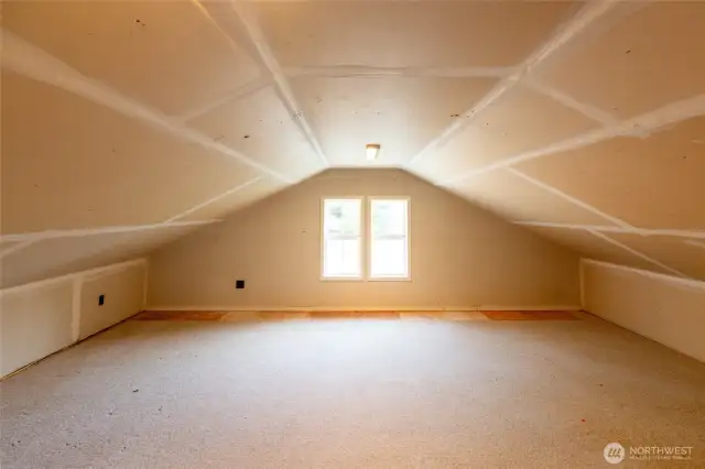 Storage space above the garage.
