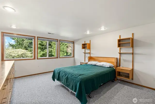 Downstairs bedroom with built ins.