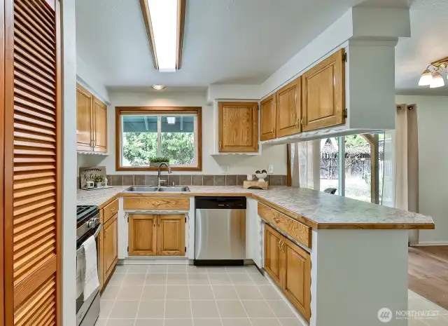 New counter tops and the perfect view out the window.