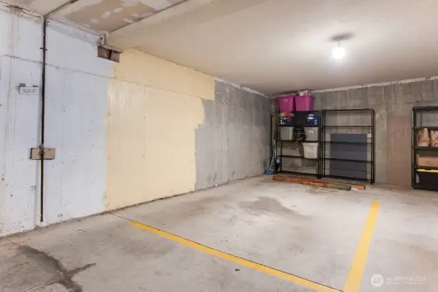 Secured parking spot in garage.