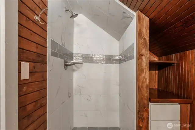 Upstairs primary bathroom shower