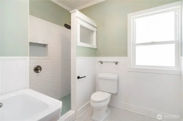 Main bathroom with custom tile work