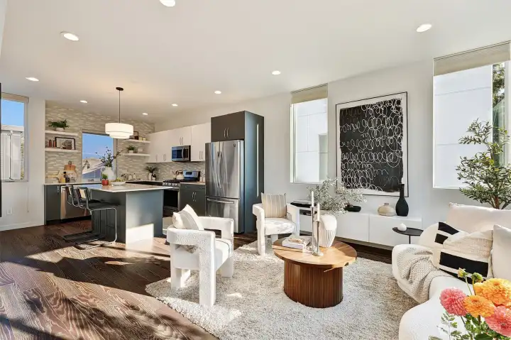 This townhome has a wide footprint, with generous spaces and functional layout.