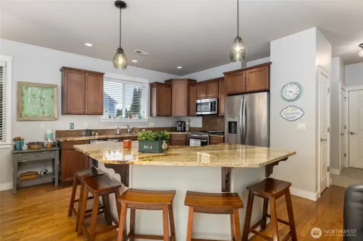 With seating for up to five, this center island serves as the heart of the home.