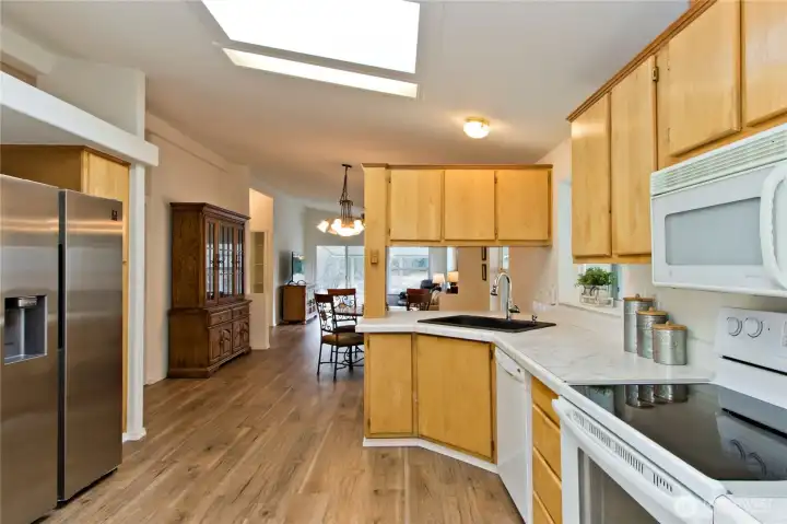 Open concept kitchen, dining and family room