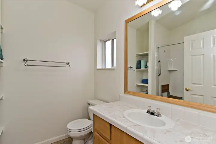 Primary bath room with large walk in shower