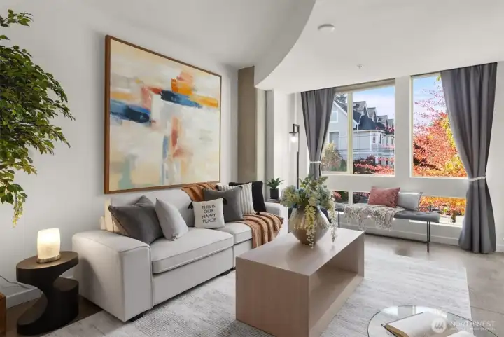 Living room with large windows for natural light