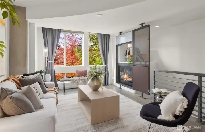 Living room featuring gas fireplace