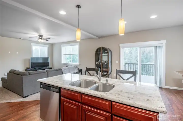 Island w/ bar seating.