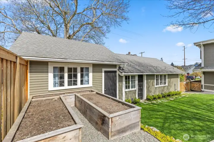 Raised garden beds.