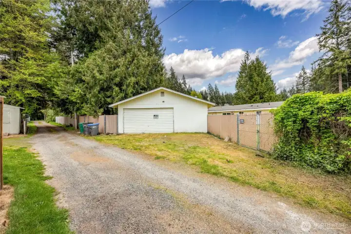 Detached garage, room for 4 cars