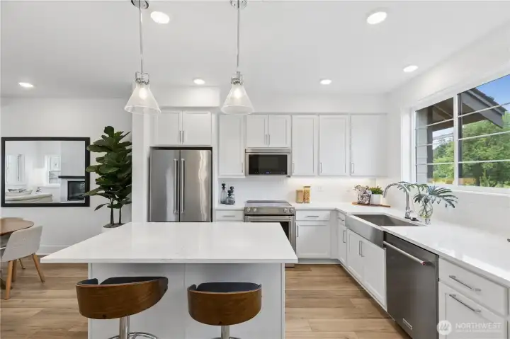 Kitchen with ample counter space and mountain views!