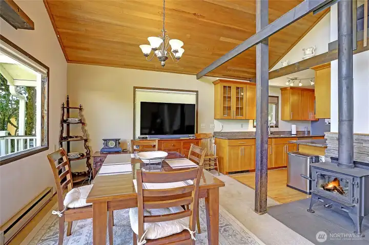 Cozy up to the wood fireplace on the cold winter nights.