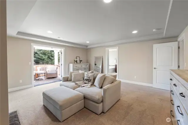 Beautiful highlight of the home is the vast Primary Suite. Tons of space, double sided fireplace, flex space/sitting area (possible nursery area), Juliet balcony overlooking the backyard and attached 5-piece bathroom with walk-in closet.