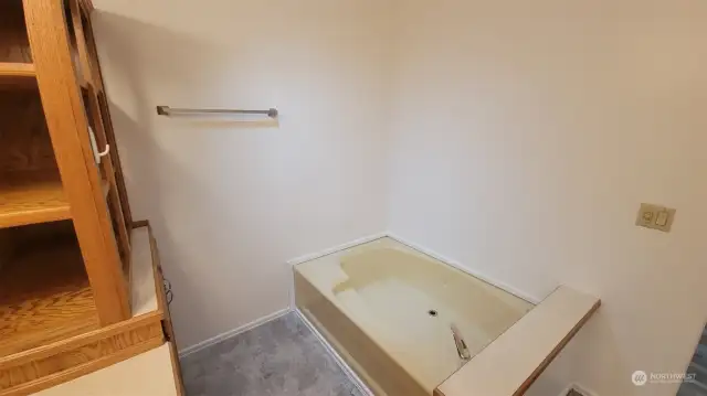 Soaker tub in primary bath.