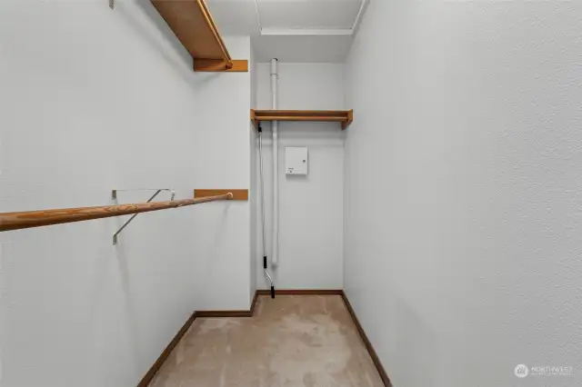 walk-in master closet with skylight