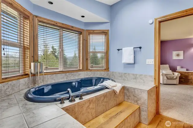 Garden jetted bathtub, relax with a good book and coffee or a cocktail, whatever your preference.