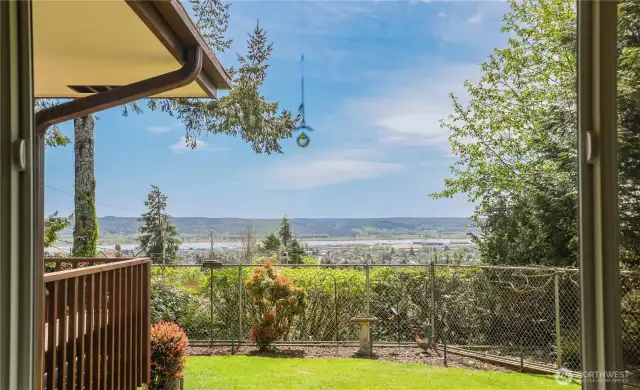 Impeccably manicured fenced yard. And look at that view!