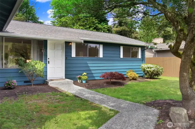 Here is is your sweet "front walk"...maybe add a few more flowers? Tidy and ready for your landscaping touches.