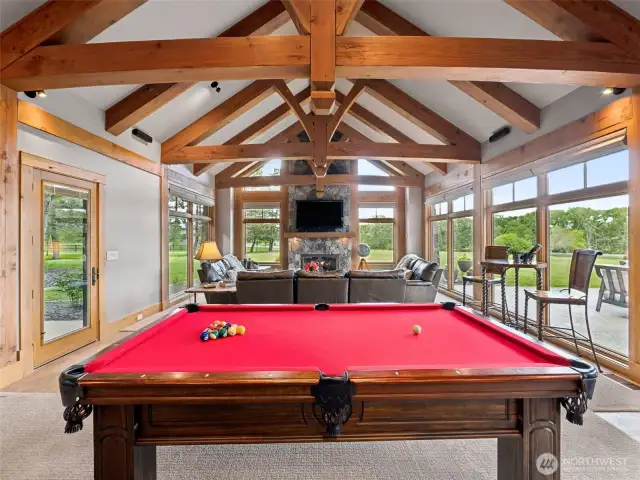 Light-filled play room with access to patio and yard