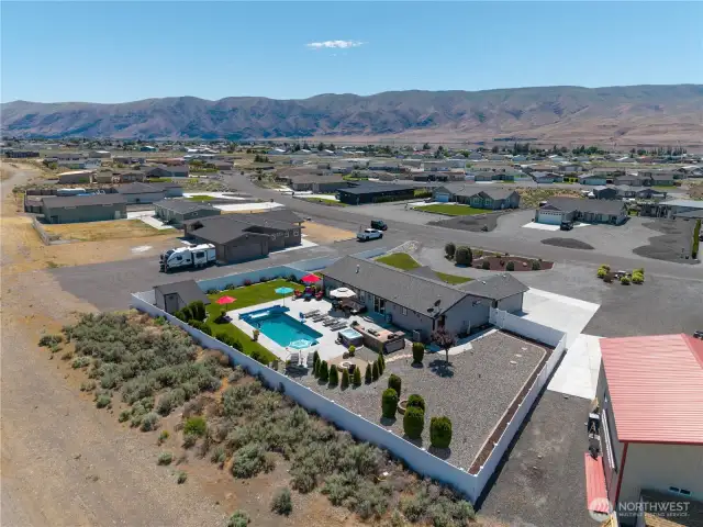 Aerial view back of home.