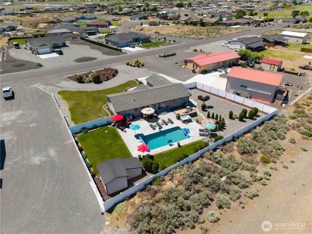 Aerial view of back of home.