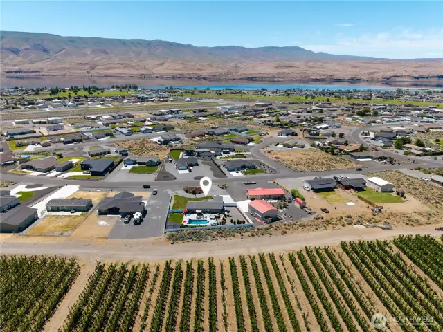 Aerial view facing Columbia River.
