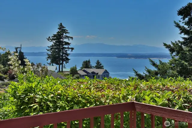 View of the Olympics and Shipping Lanes from your front deck which wraps around the entire west and south side of your home.