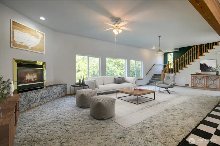 Living room, cont, virtually staged