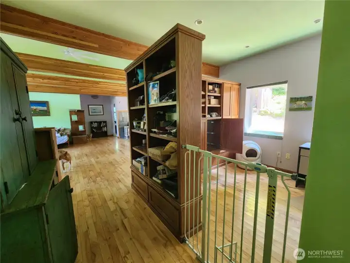 Main Home built in bookcases creates an office or library area