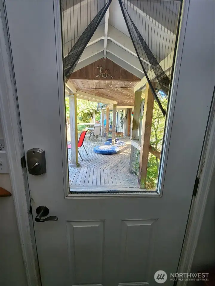 ADU entrance looking out to covered deck to main home